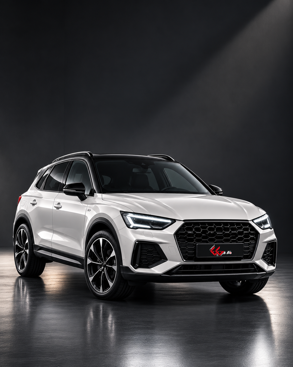 SUV bianco in un set fotografico premium
